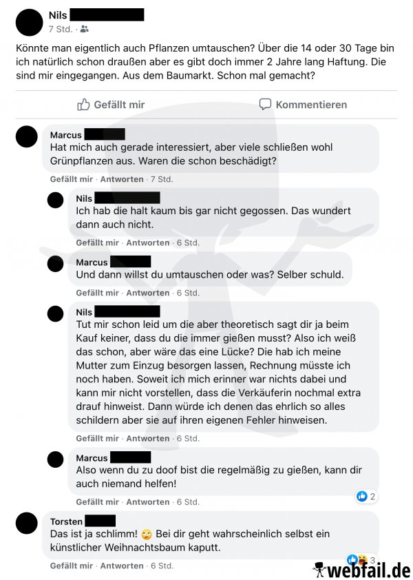 Der nicht so grüne Daumen Facebook Fail des Tages 20 12 2023