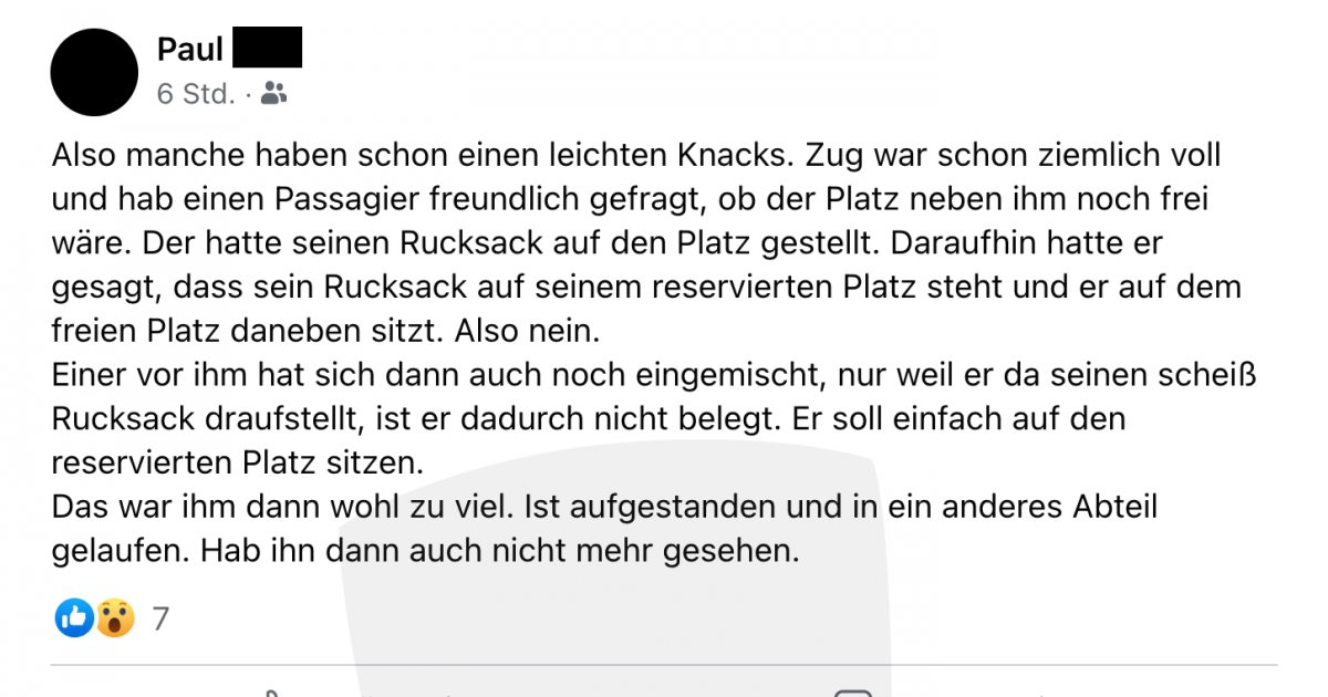 Der Reservierte Sitzplatz Facebook Fail Des Tages 19 06 2022