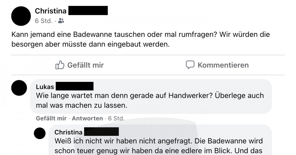 Die neue Badewanne Facebook Fail des Tages 12.01.2023 Webfail