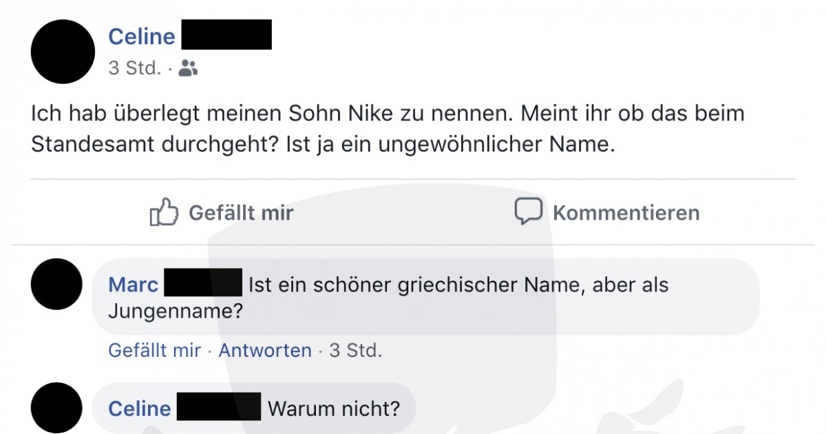 Ein ungewöhnlicher Vorname - Facebook Fail des Tages 01.09.2019