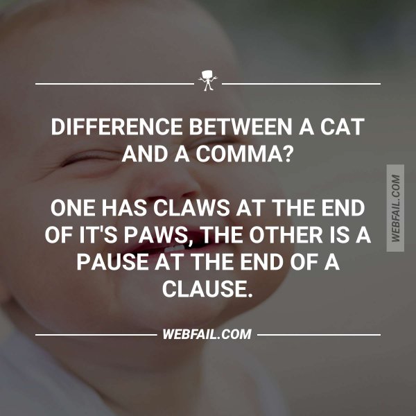 The difference between a cat and a comma Webfail Fail Pictures and