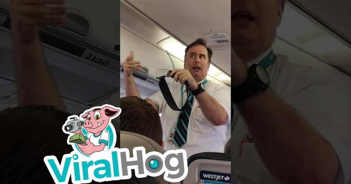 Flugbegleiter führt richtig lustige Sicherheitsanweisung vor Webfail